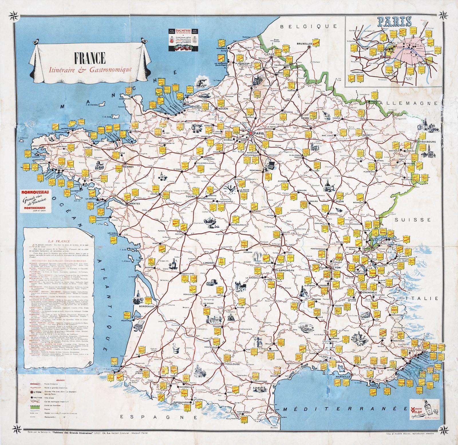 France Itinéraire & Gastronomique Map