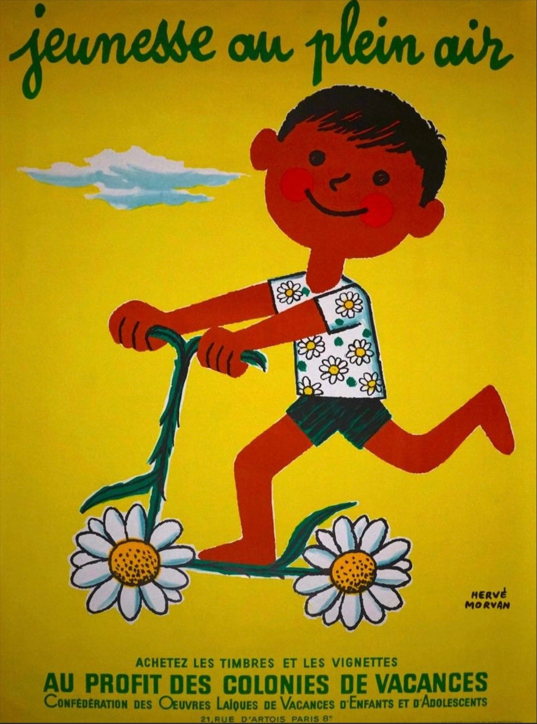 Jeunesse En Plein Air 'Boy on Daisy Bike' by Hervé Morvan